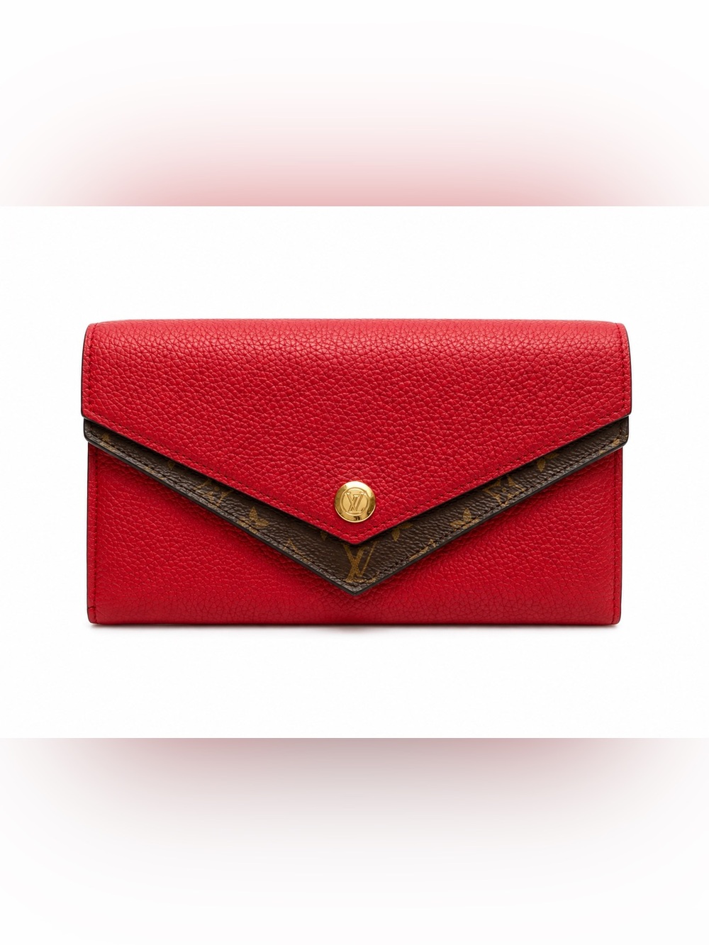 Louis Vuitton Double V Red Taurillon Leather Monogram Long Wallet w/ COA 2019